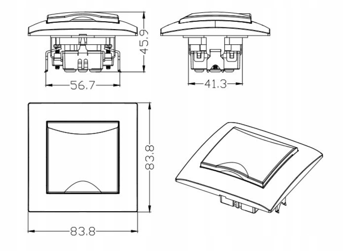 WESA GNIAZDO POJEDYNCZE Z KLAPKĄ GNIAZDKO SCHUKO Typ gniazda Gniazdo