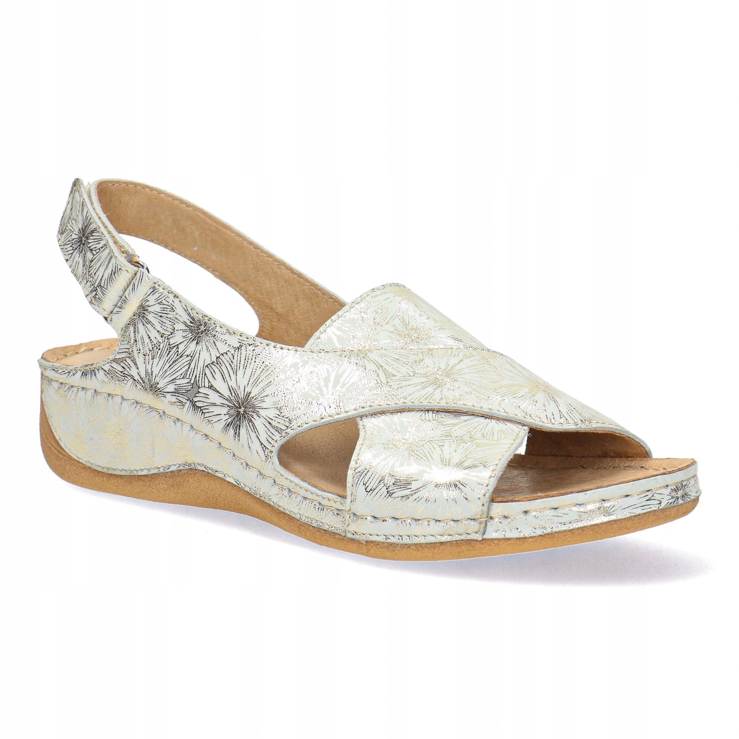 Dámské kožené sandály s květinami Pollonus margerita 5-1628-004 38