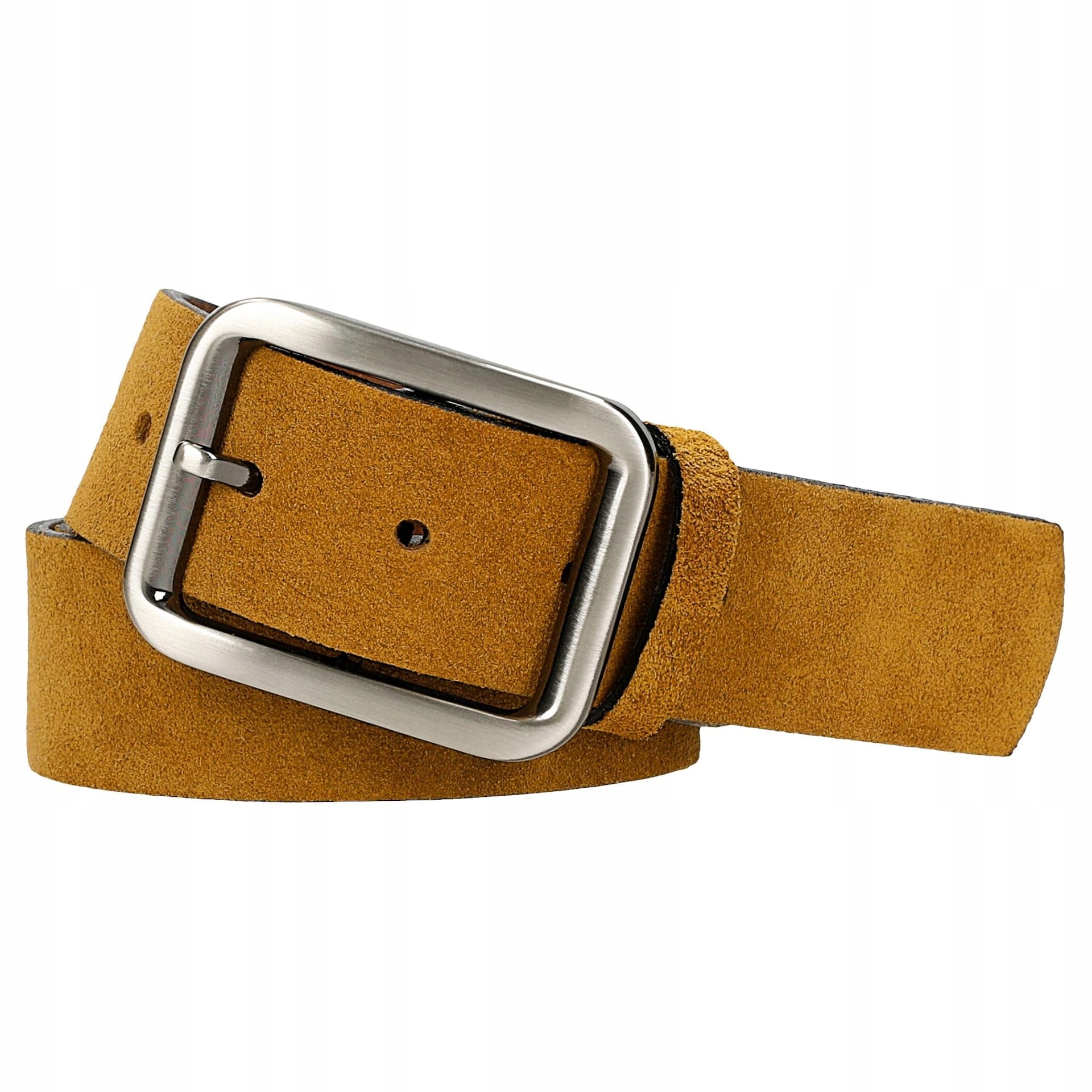 Dámský kožený Pásek , semišový samet, stříbrná přezka, světle hnědý, Wojas vel. 85