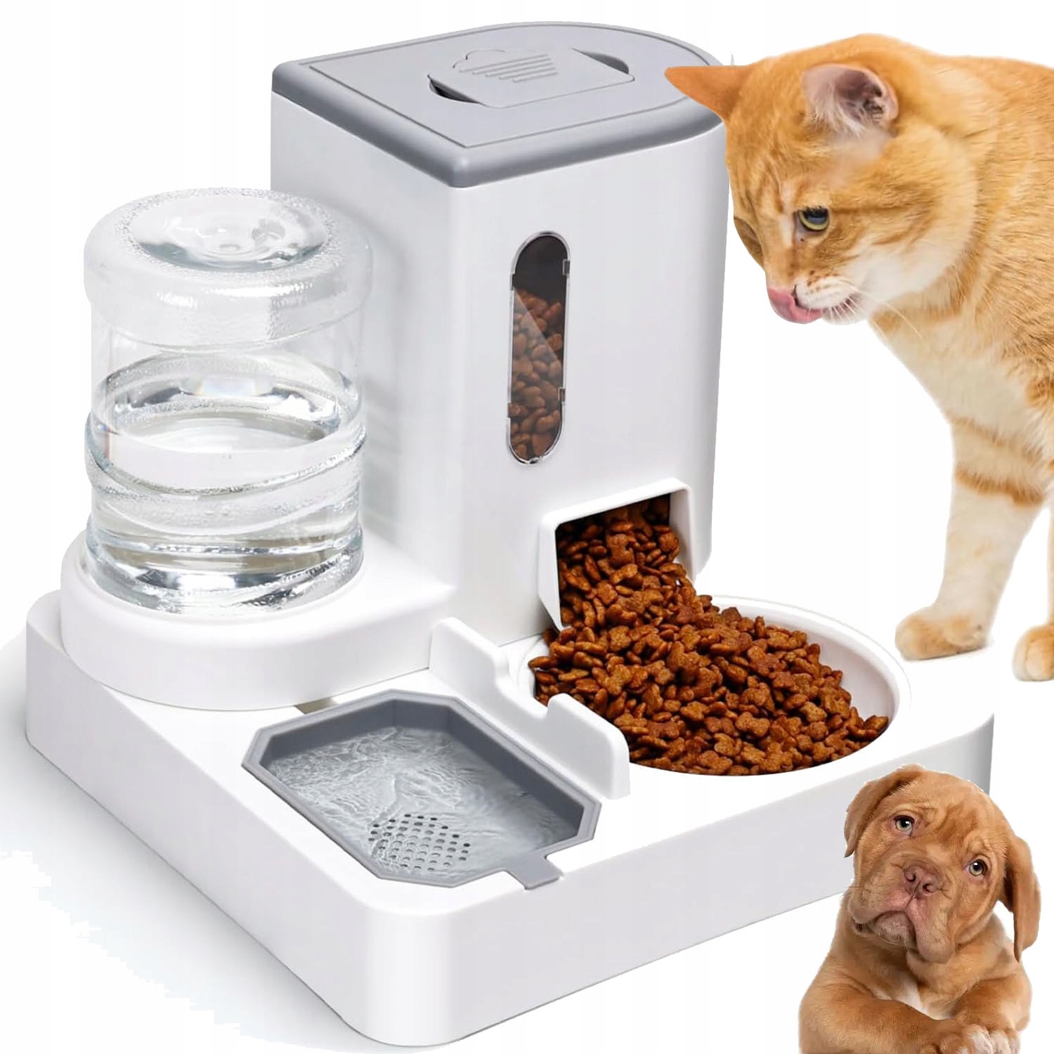 Levně Automatický Výdejník Vody A Krmiva Miska Pro Kočky Psa Dávkovač 2V1 2.2L+1L