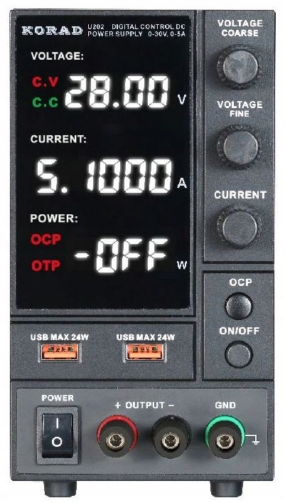 Zasilacz laboratoryjny U202 0-30V 0-5A 2xUSB z pomiarem mocy, ZASLAB-TEL44 Marka Inna