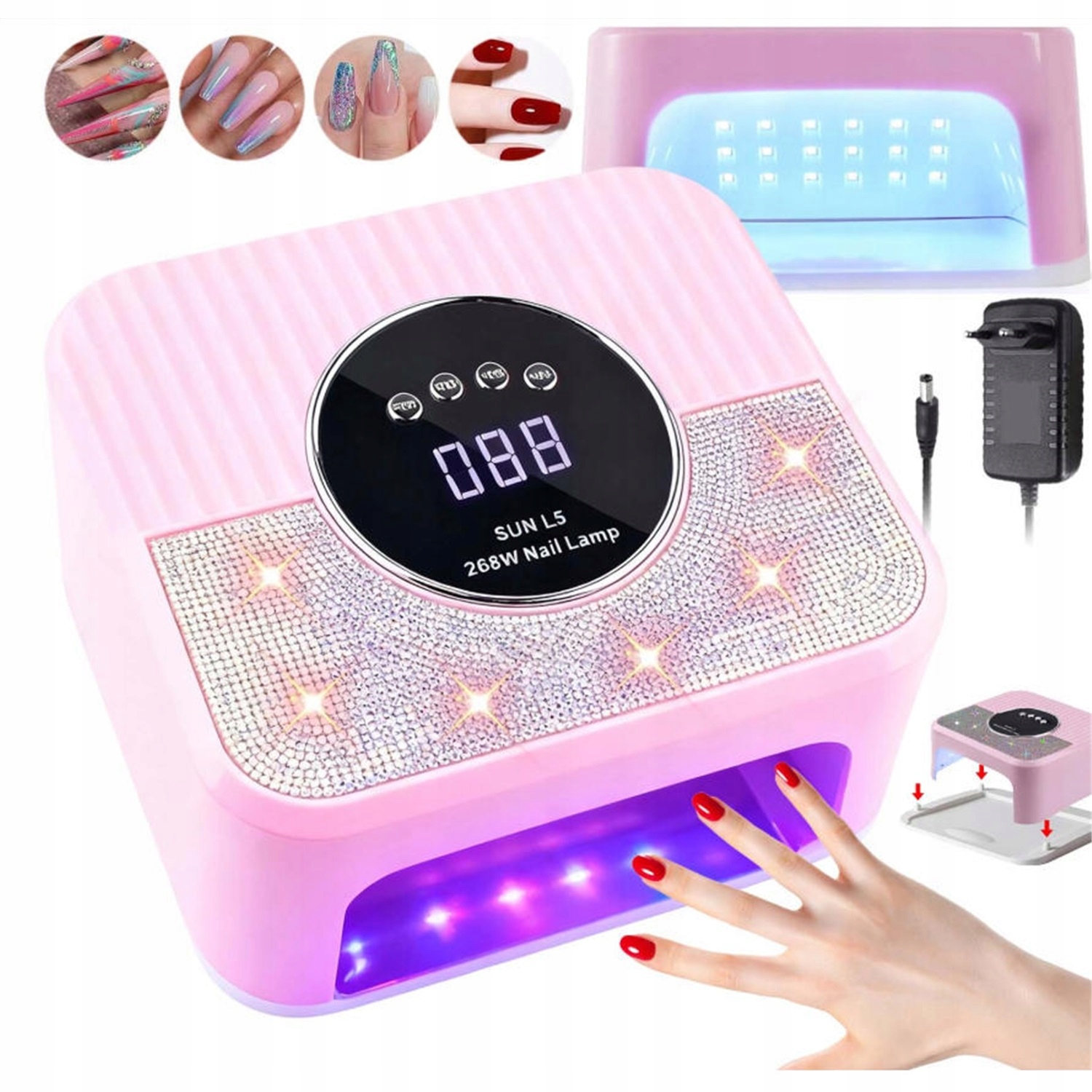 Uv Led Lampa 268W 45 Diod 4 Časovač Růžová Na Gel