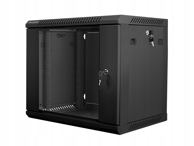 Nástenný rack 19'' 9U 600X450mm čierny flat pack