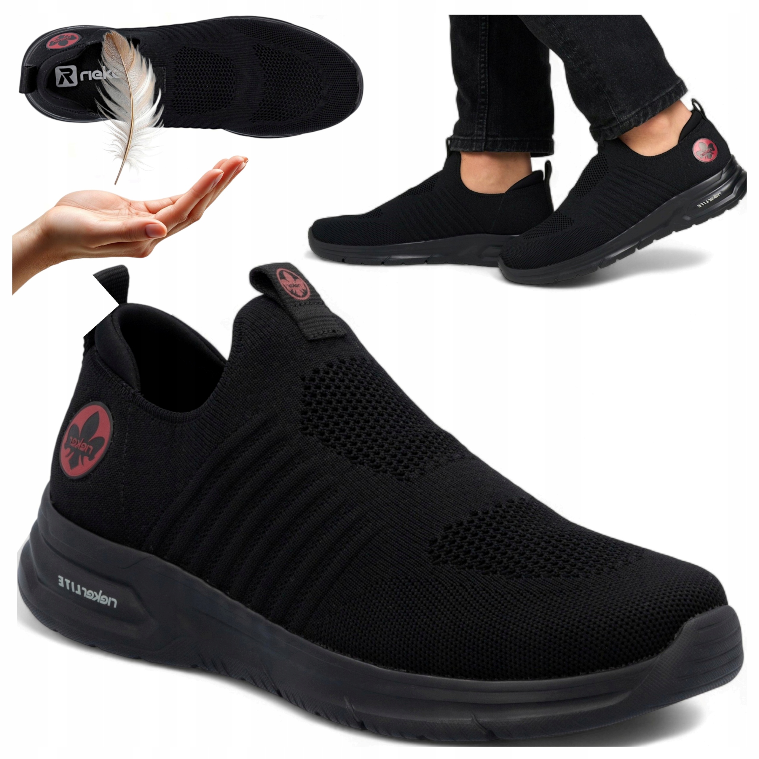 Pánské sportovní boty Rieker Lehké polobotky Černé Prodyšné 44 Pohodlné