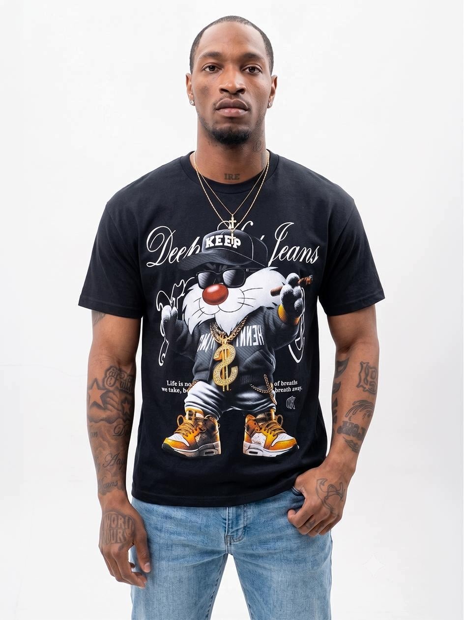 T-shirt Koszulka Krótki Rękaw Męska Czarna MyStars Sylwester Dk Style M