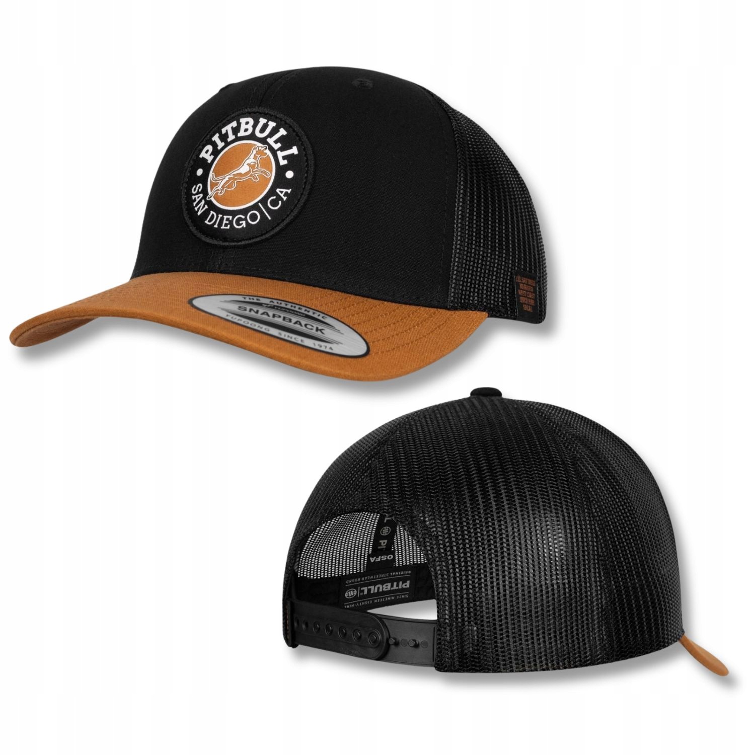 Unisexová Čepice Snapback Trucker Pitbull San Diego Ca s nastavitelným zapínáním