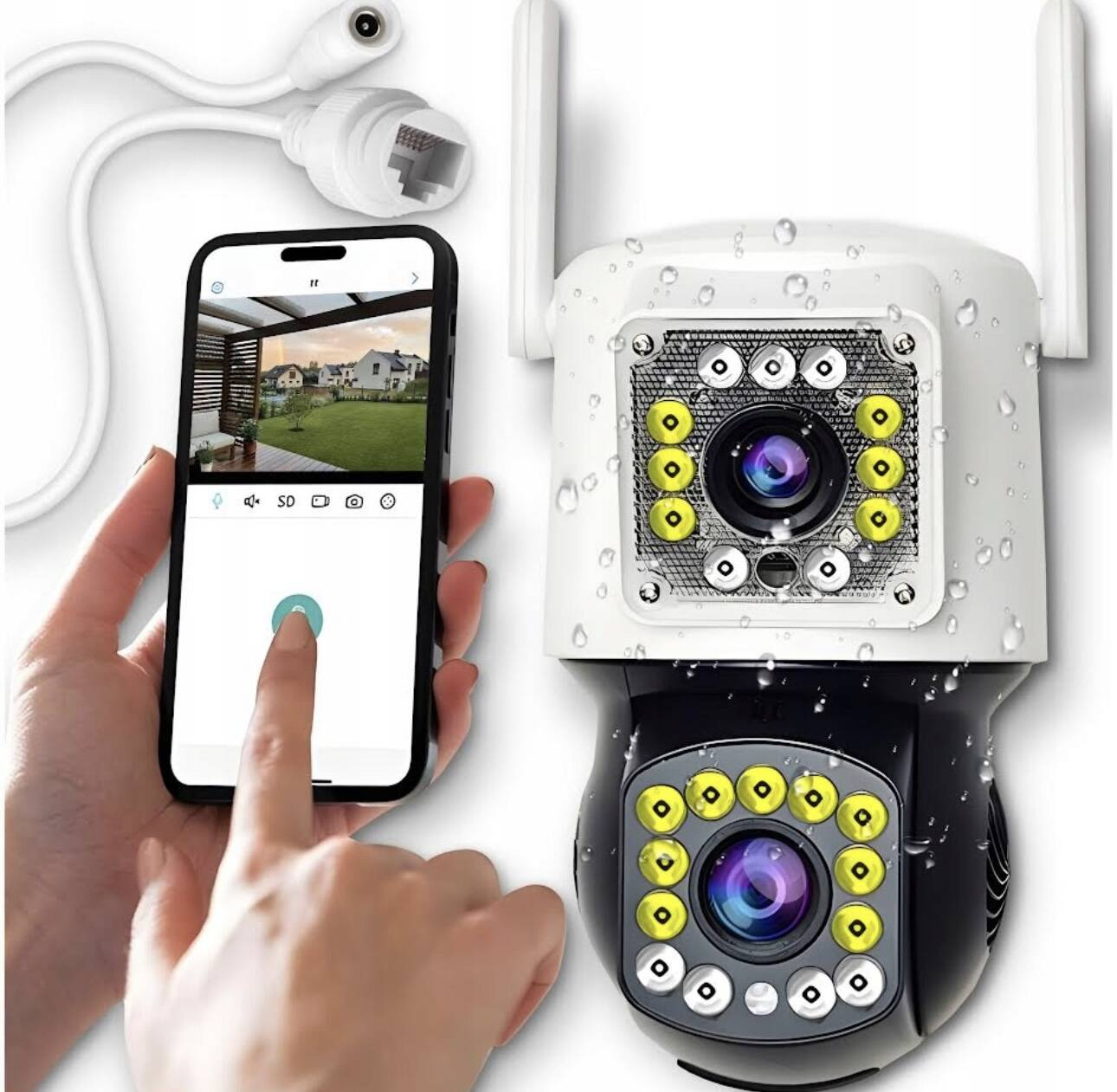 Dvojitá Wifi Ip Smart Venkovní Otočná Kamera 4K 4MPX Detekce Alarmu