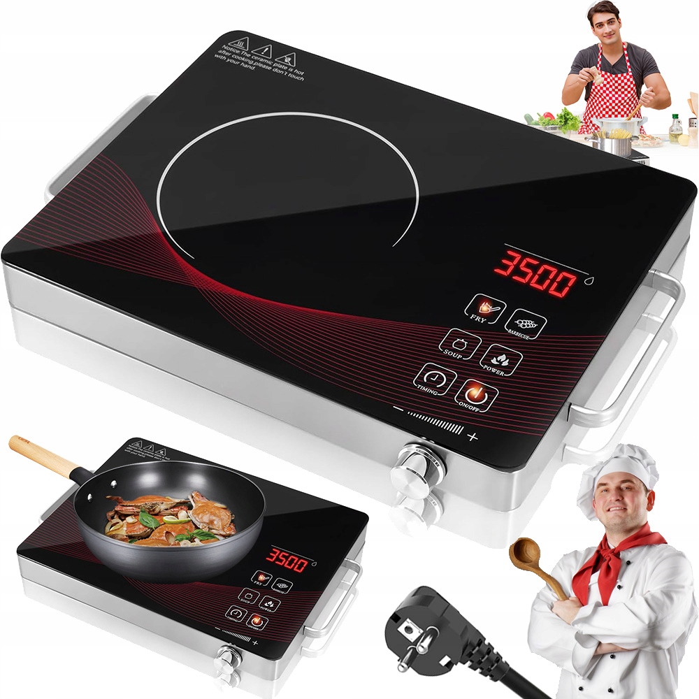 Kuchenka Elektryczna Ceramiczna 12 Poziomów Mocy 2 Uchwyty Timer