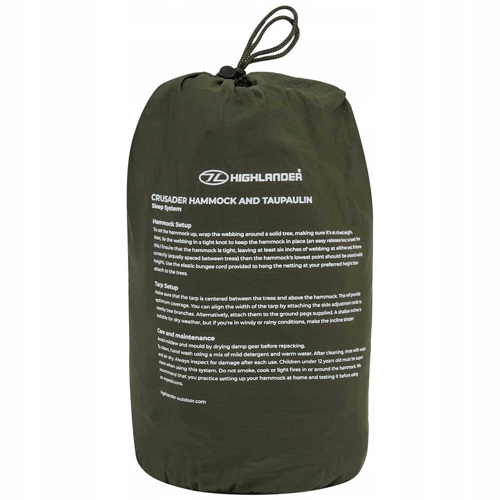 Hamak turystyczny z moskitierą i płachtą Highlander Forces Crusader Zielony Model Forces Crusader