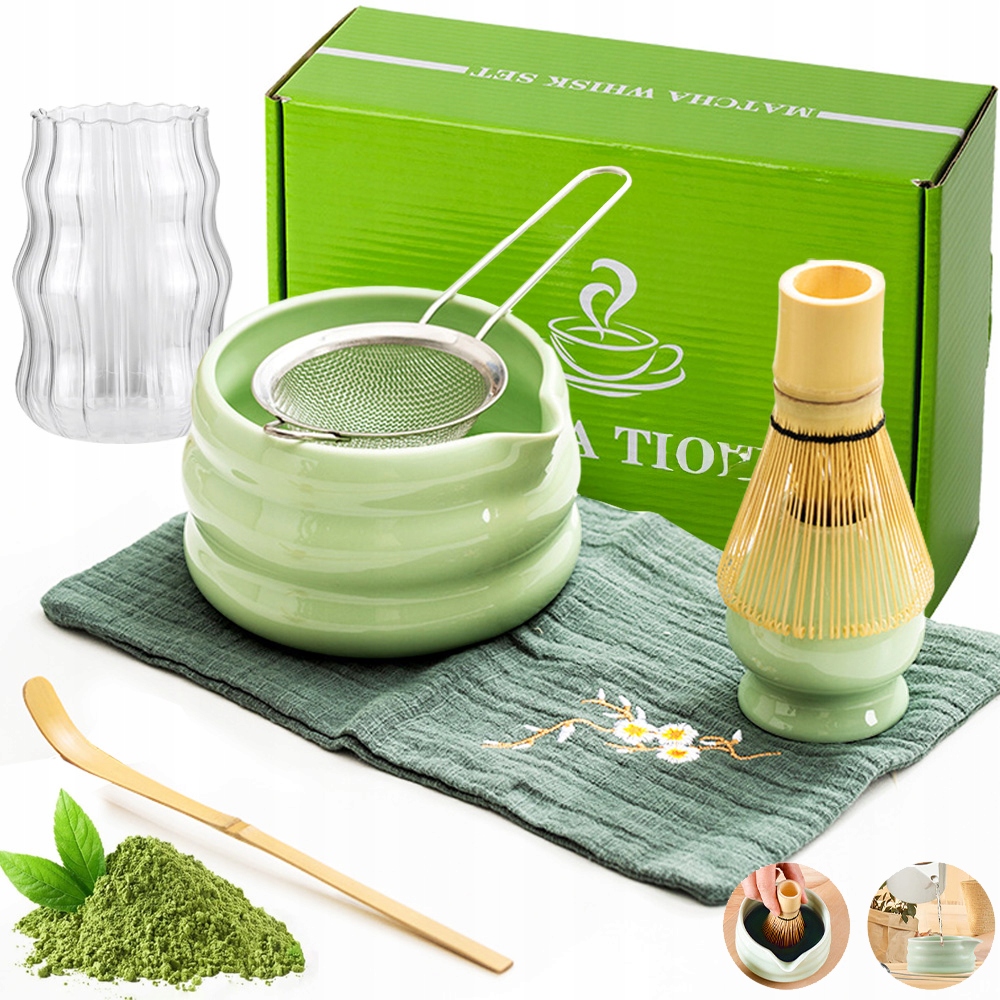 Bambusowy Zestaw 7X Prezentowy Do Herbaty Matchy Chashaku Trzepaczka Łyżka