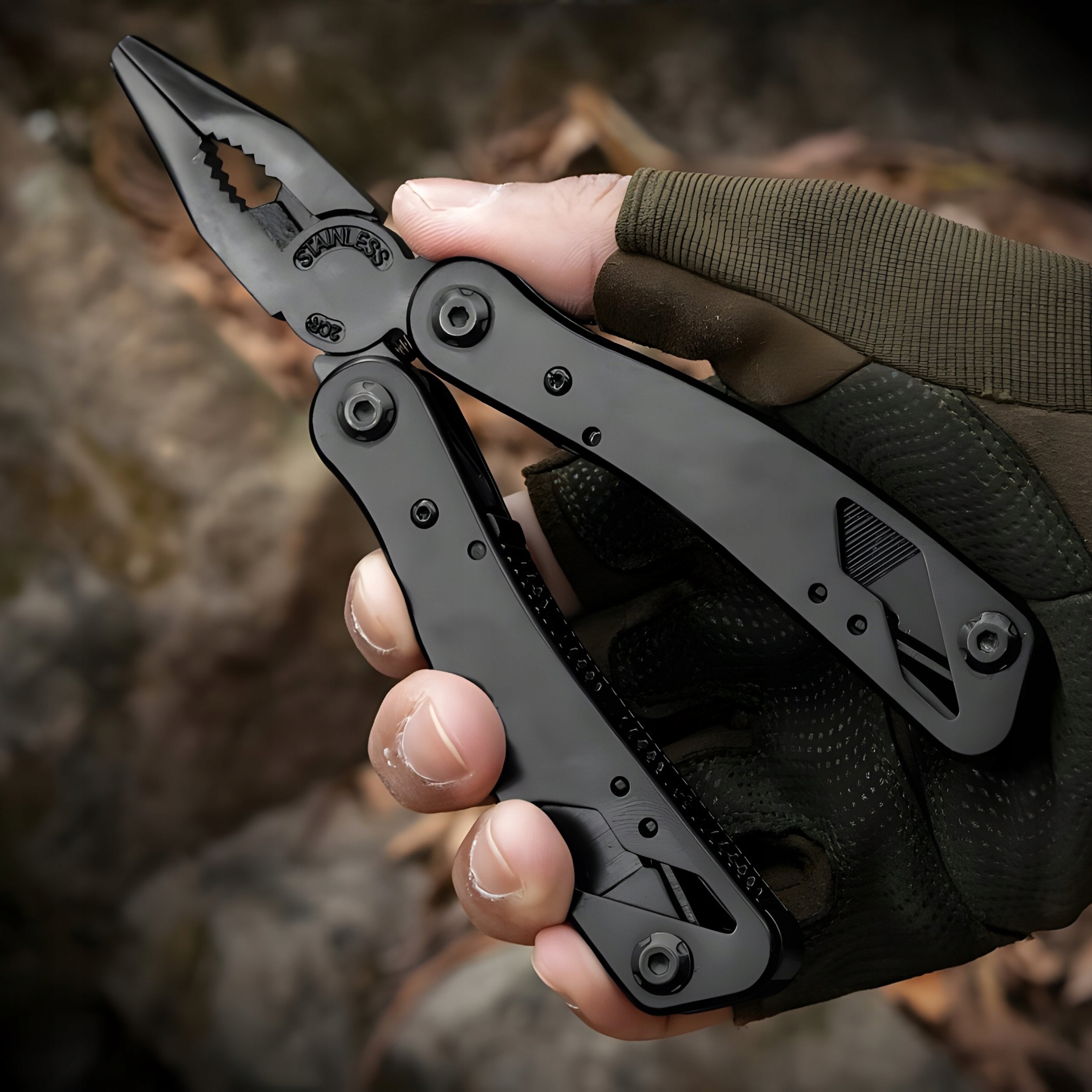 MULTITOOL NARZĘDZIE WIELOFUNKCYJNE SURVIVAL ZESTAW SCYZORYK WOJSKOWY NÓŻ Materiał narzędzi stal