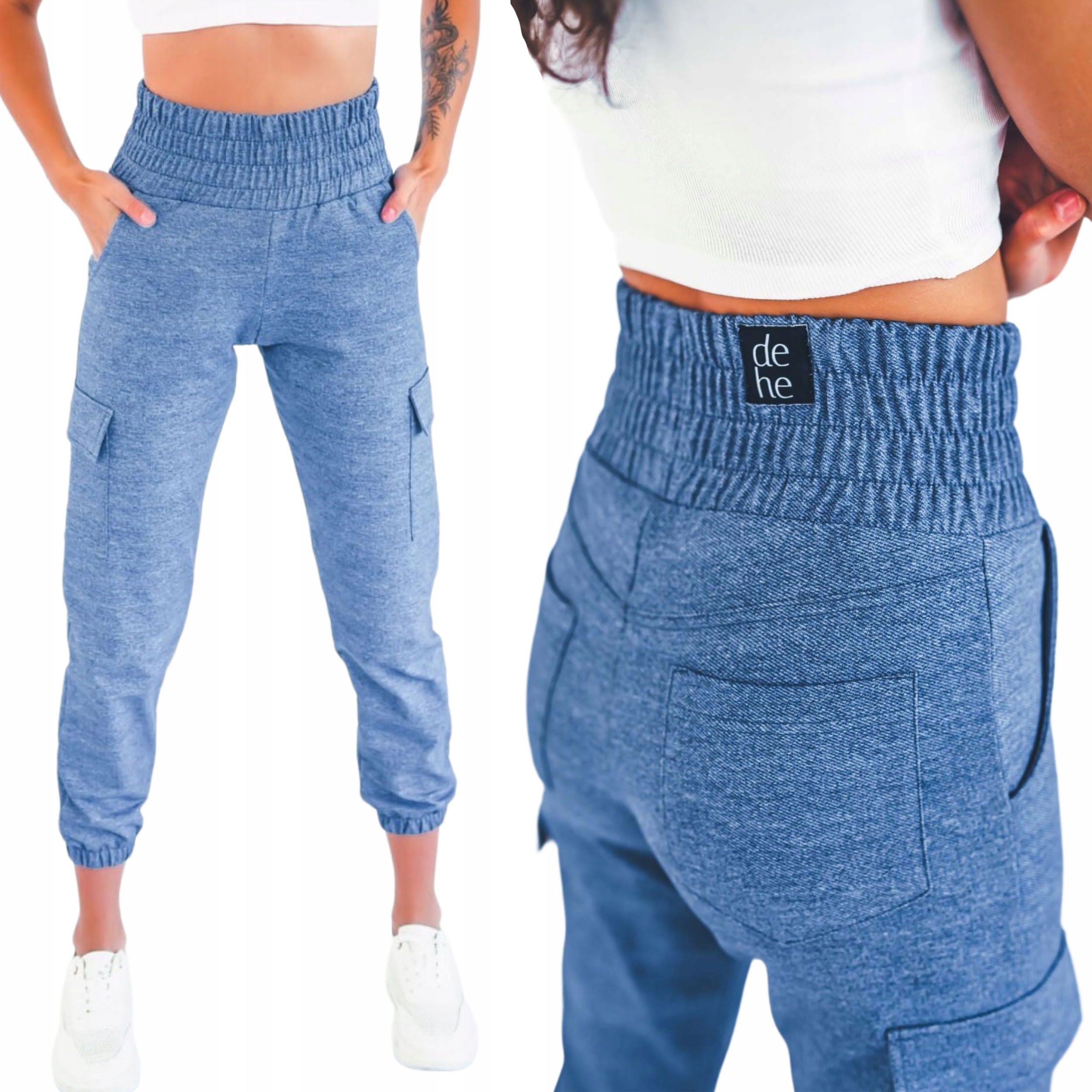 Dámské teplákové kalhoty kalhoty kapsáče guma v pase L