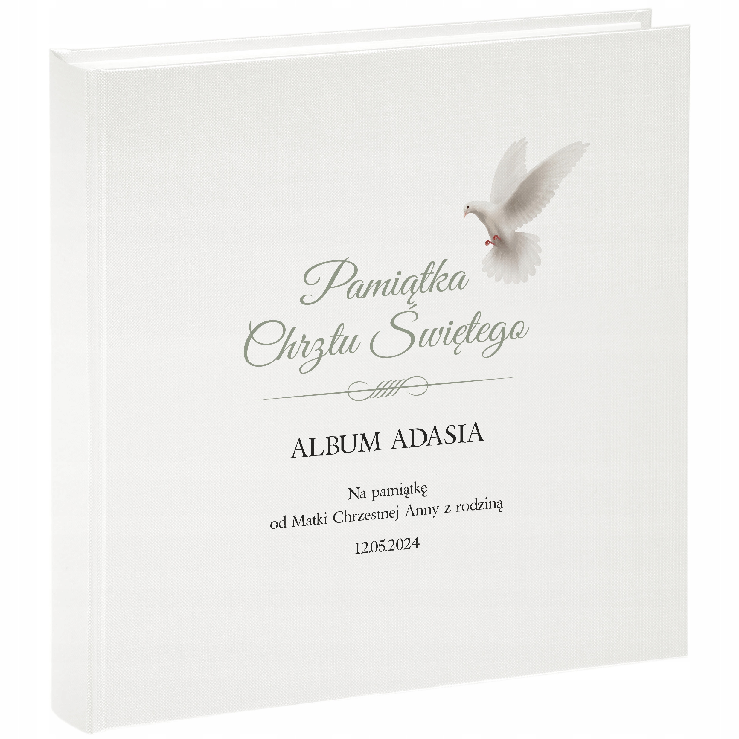 Duży perłowy album na zdjęcia dziecka 50 kart Chrzest Twój nadruk