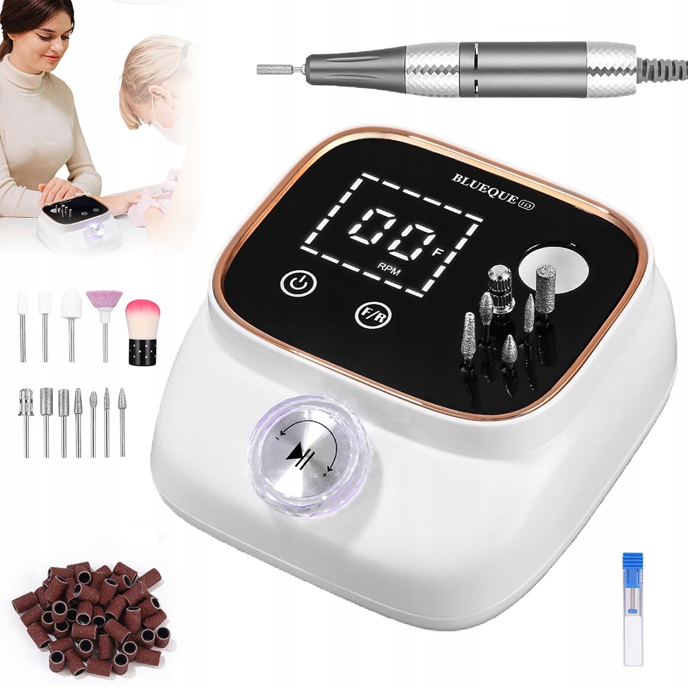 Bruska Na Nehty S LCD A Pauzou 45000 Ot/min, Sada Příslušenství