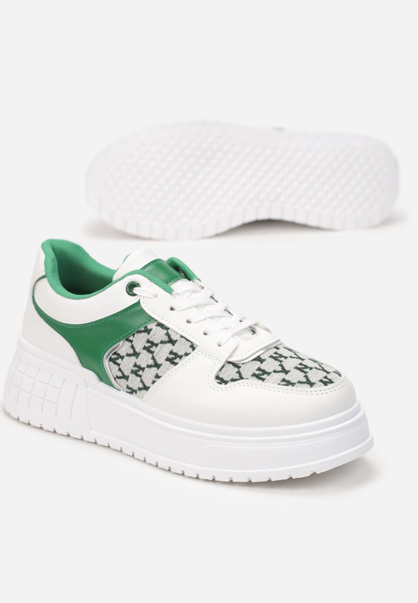

Born2Be Biało-Zielone Sneakersy damskie 36