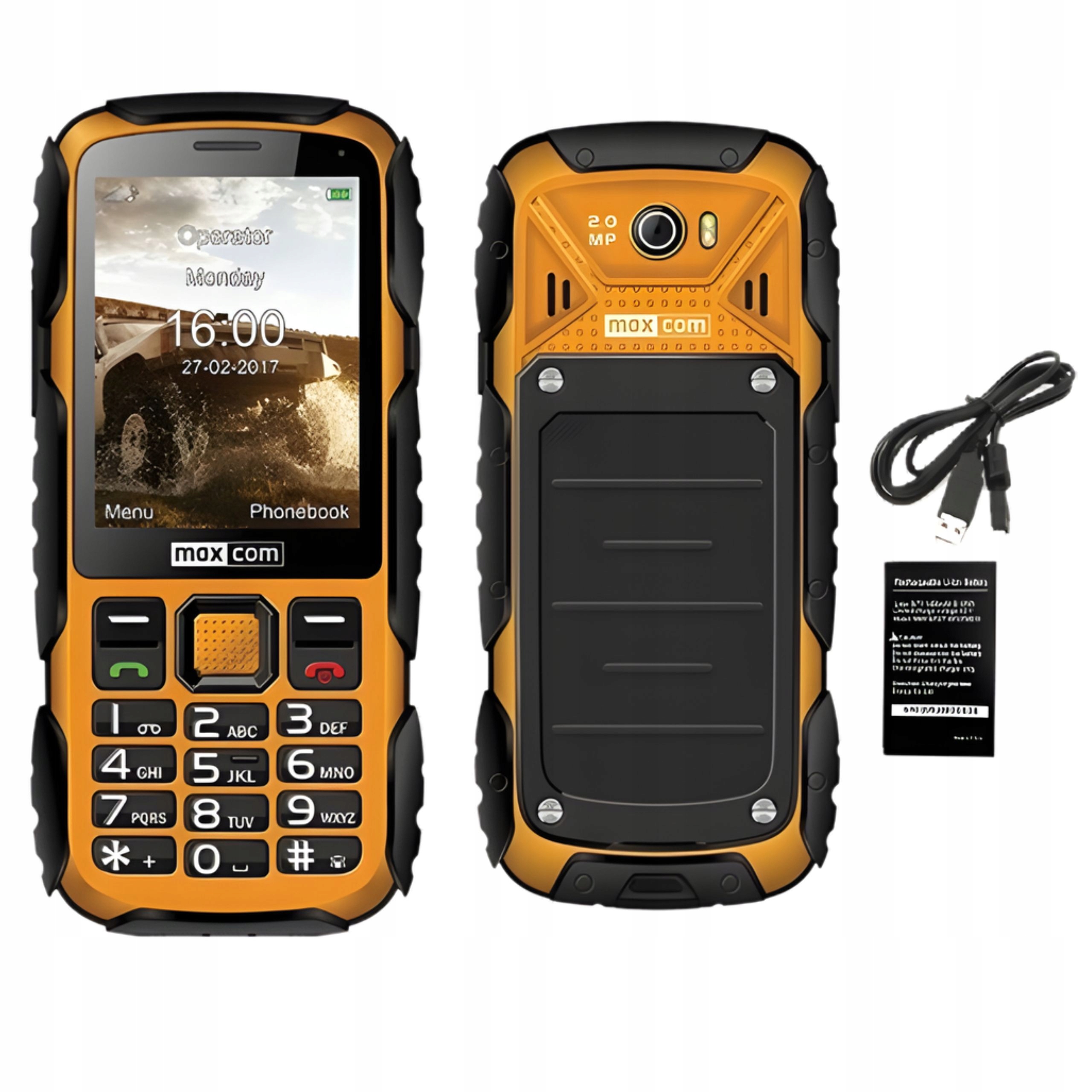 Pancerny Telefon dla seniora Komórkowy Maxcom MM920 IP67 żółty Usb-c