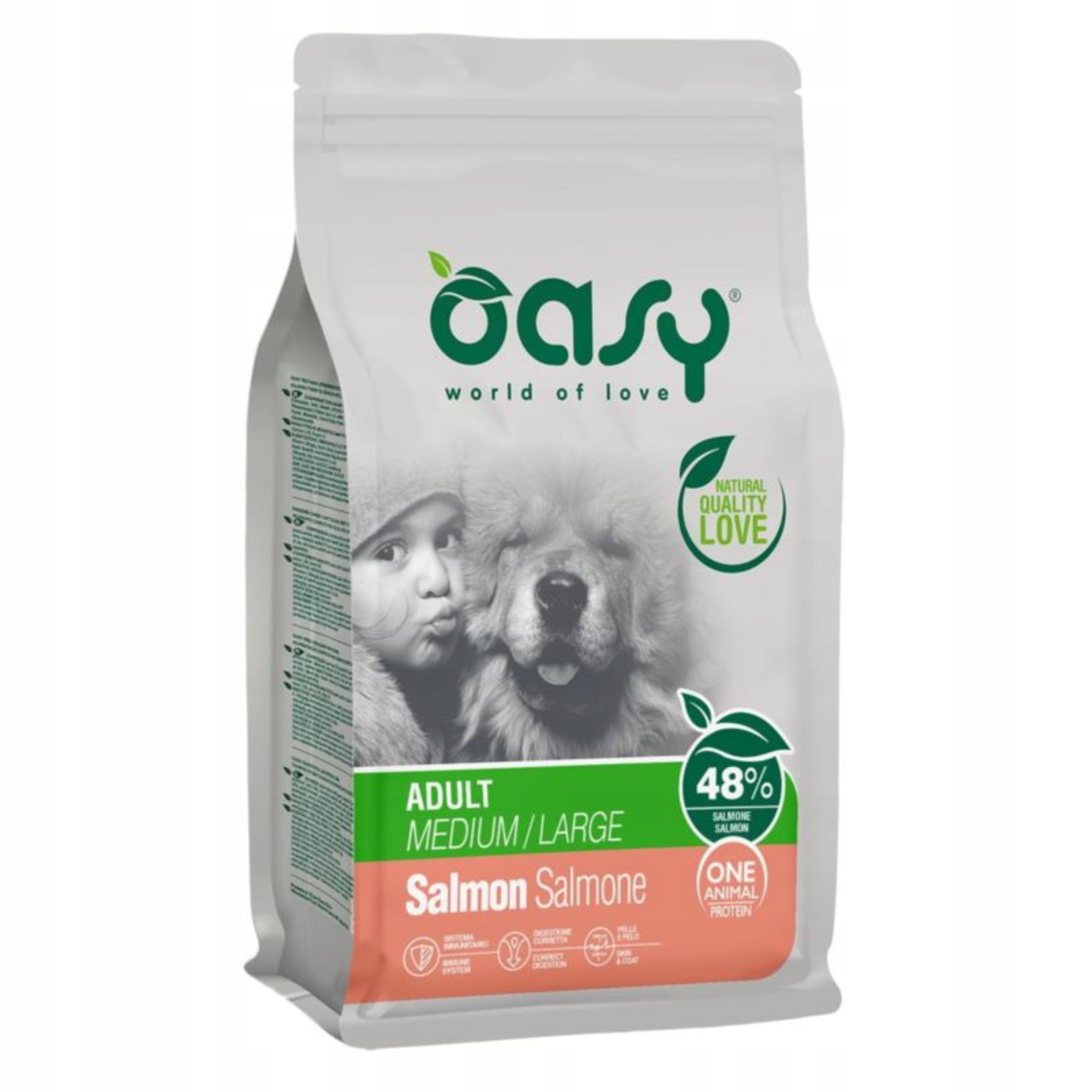 Oasy One Animal Protein Adult M/L Łosoś 12KG
