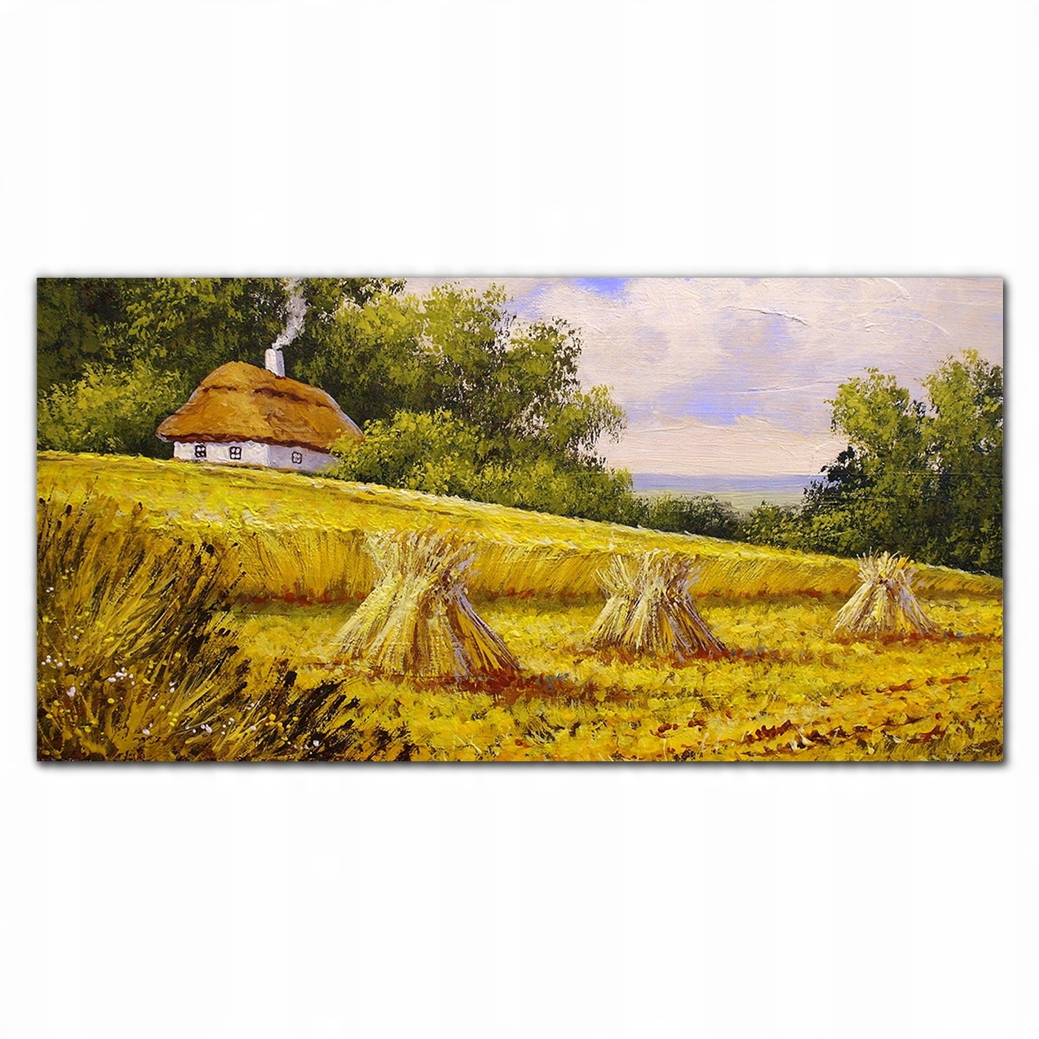 

Obraz akryl z grafiką 120x60 Malarstwo chata wieś