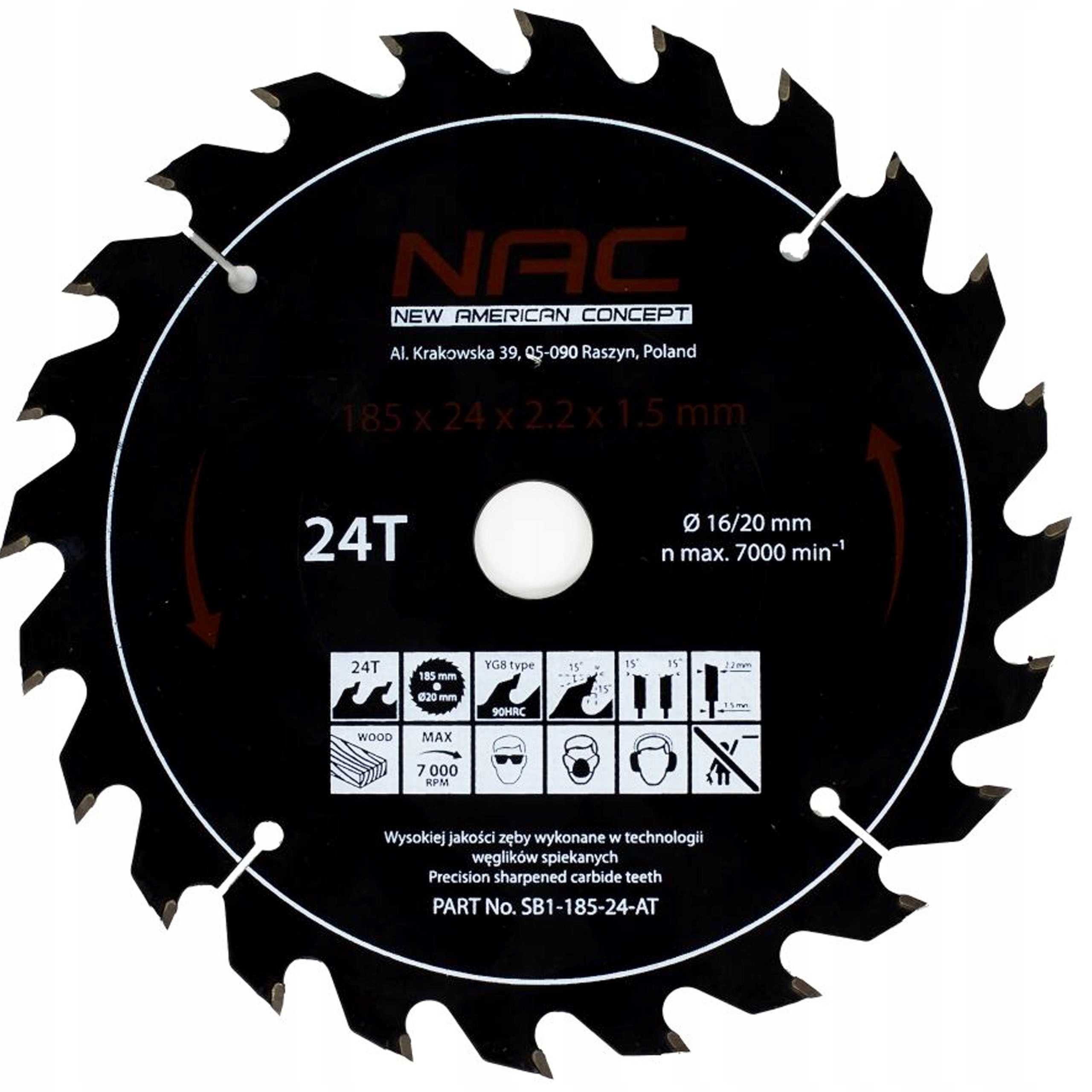 

Widiowa tarcza do drewna 185mm 24 zęby Nac SB1