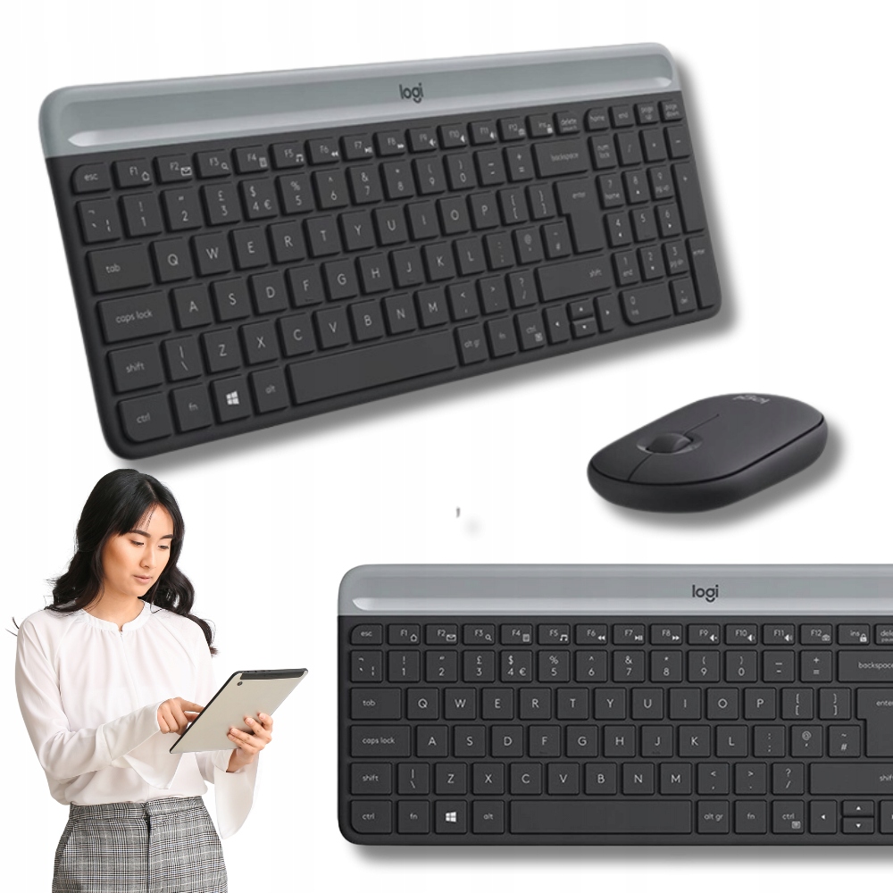 Set Bezdrôtová Klávesnica a myš pre prácu v počítačovej kancelárii Logitech