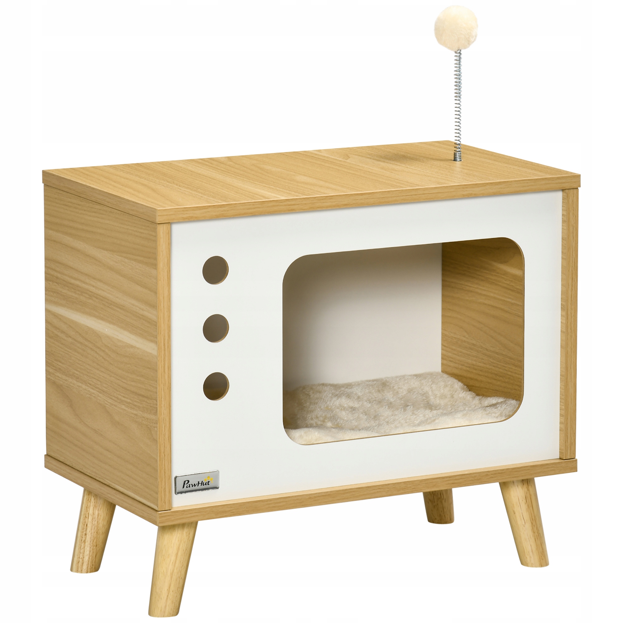 Domek legowisko dla kota z poduszką kształt telewizora Tv 50x28x43cm