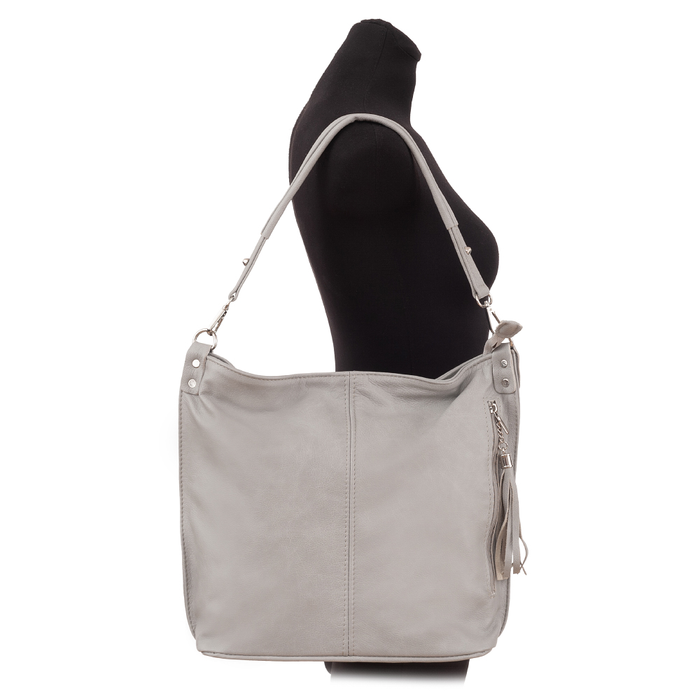 SZARA TOREBKA WOREK SHOPPER SKÓRA NATURALNA POPIELATA TORBA Marka inna