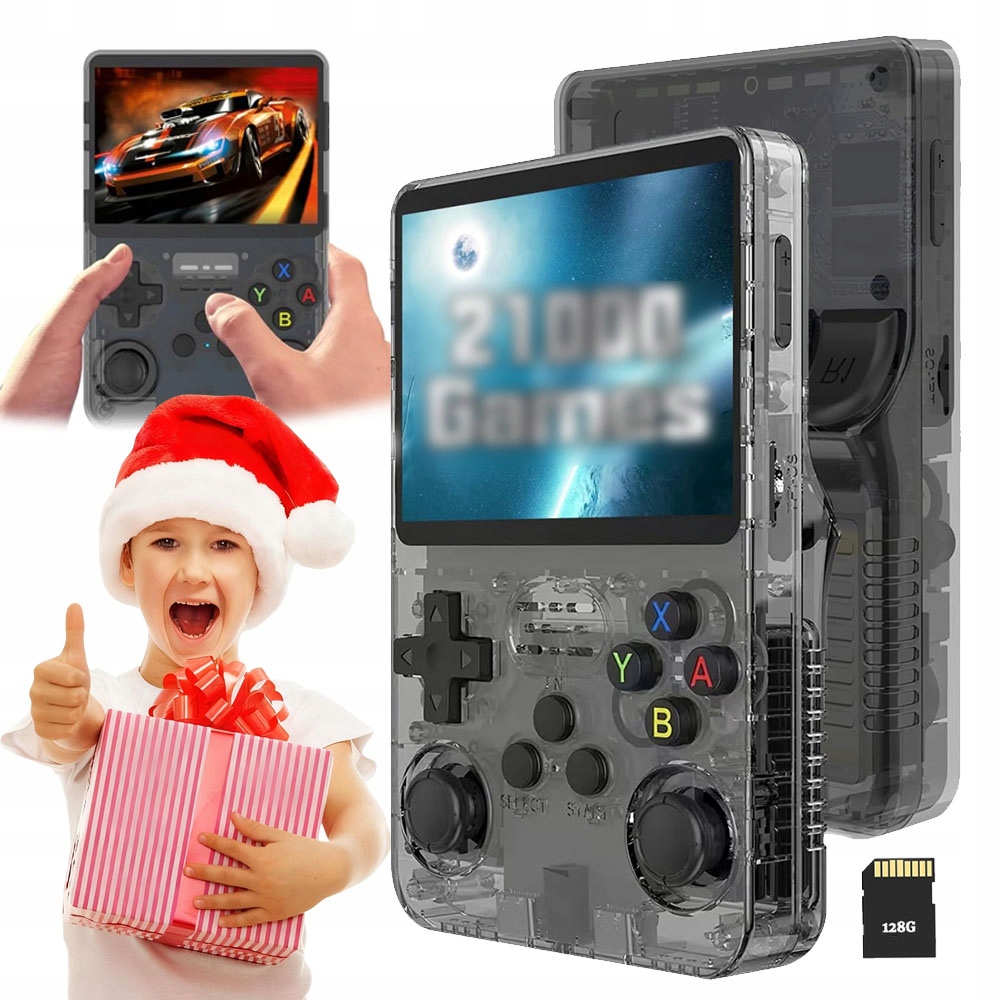 Konsola Retro Przenośna Gra 21000 Gier Gierka Elektroniczna Czarny 32+128GB
