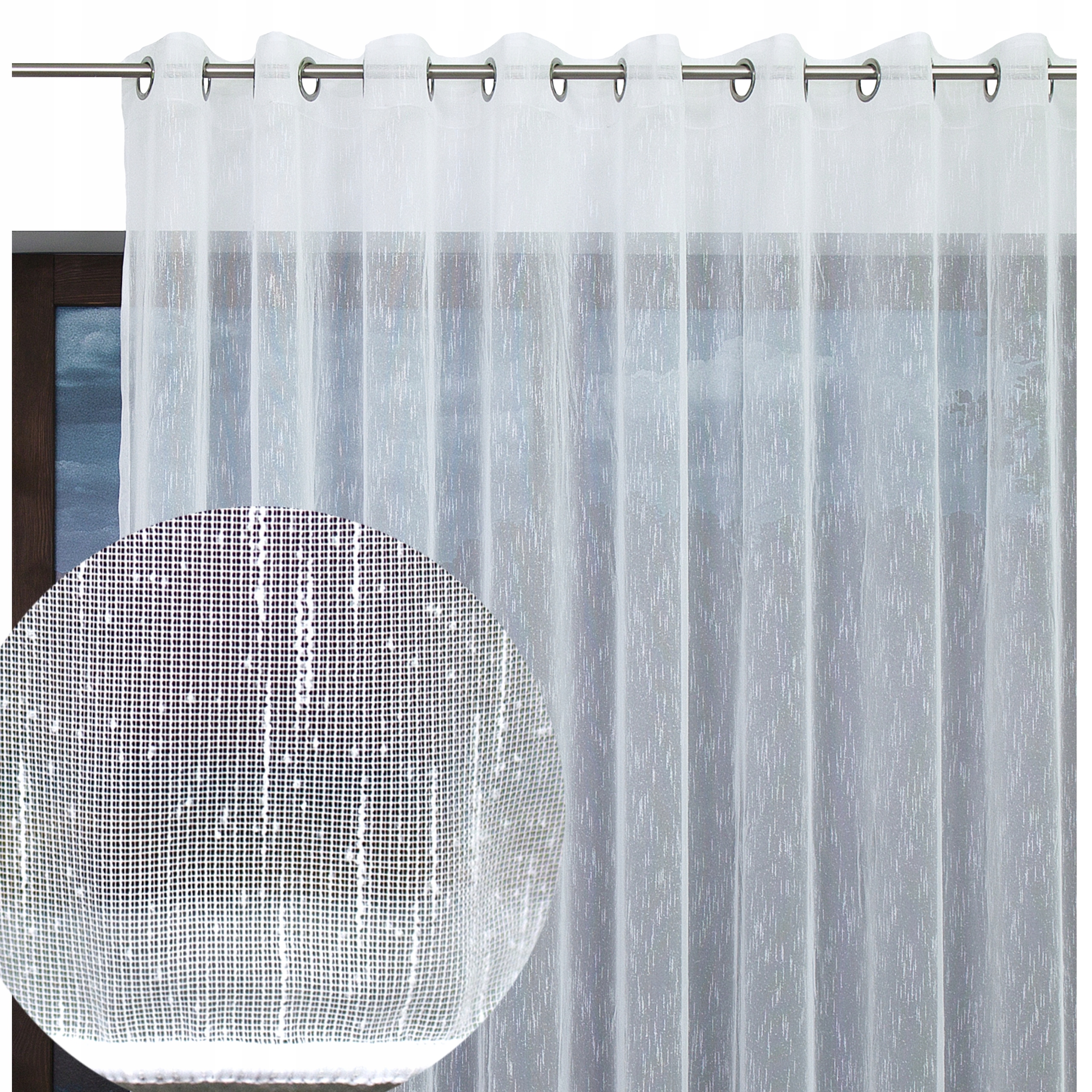 Záclona Jemný Déšť S Olovnicí Hotová Bílá Na Průchodkách 200x225 cm Ren