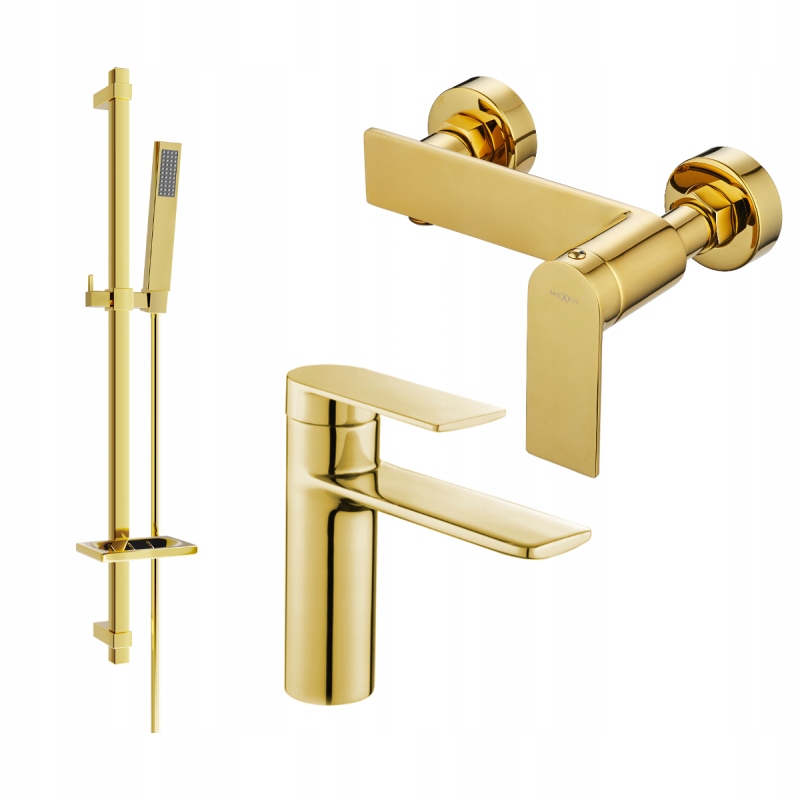 Mexen Zero DQ02 sprchová súprava, zlatá