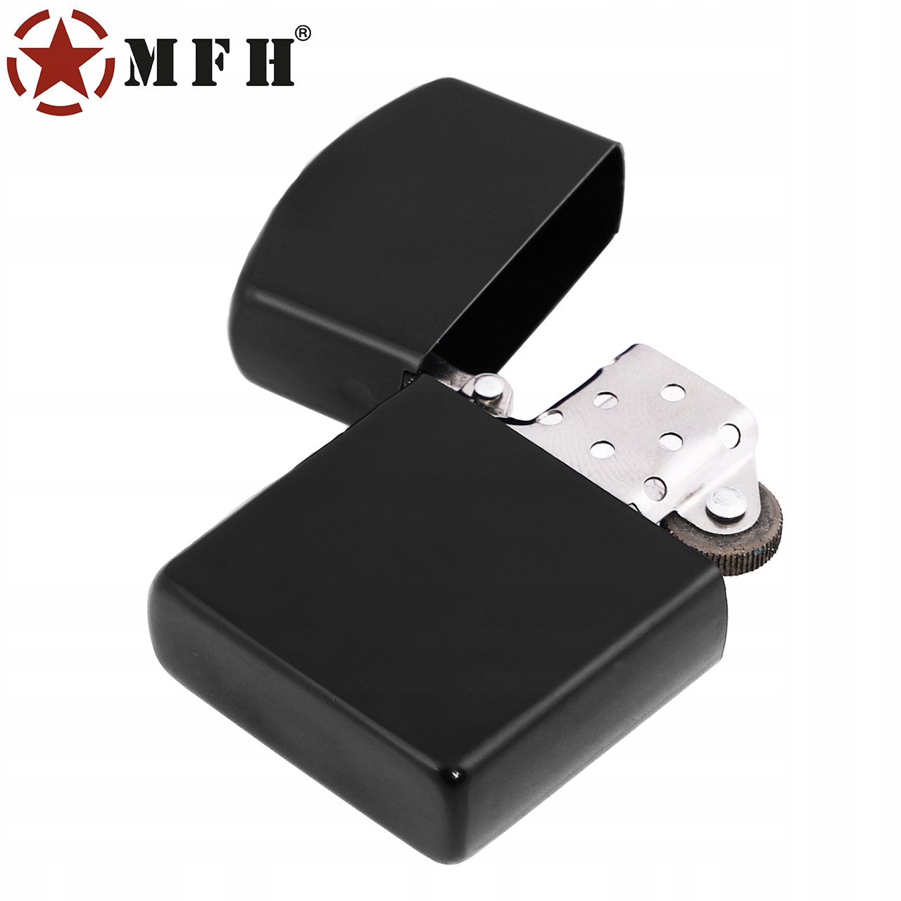 ZAPALNICZKA BENZYNOWA MFH KLASYCZNA STALOWA CZARNA Waga 45 g