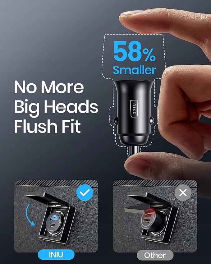 Ładowarka samochodowa bardzo szybka podwójna INIU 60W PD 3.0 5A USB A USB C Kod producenta I710