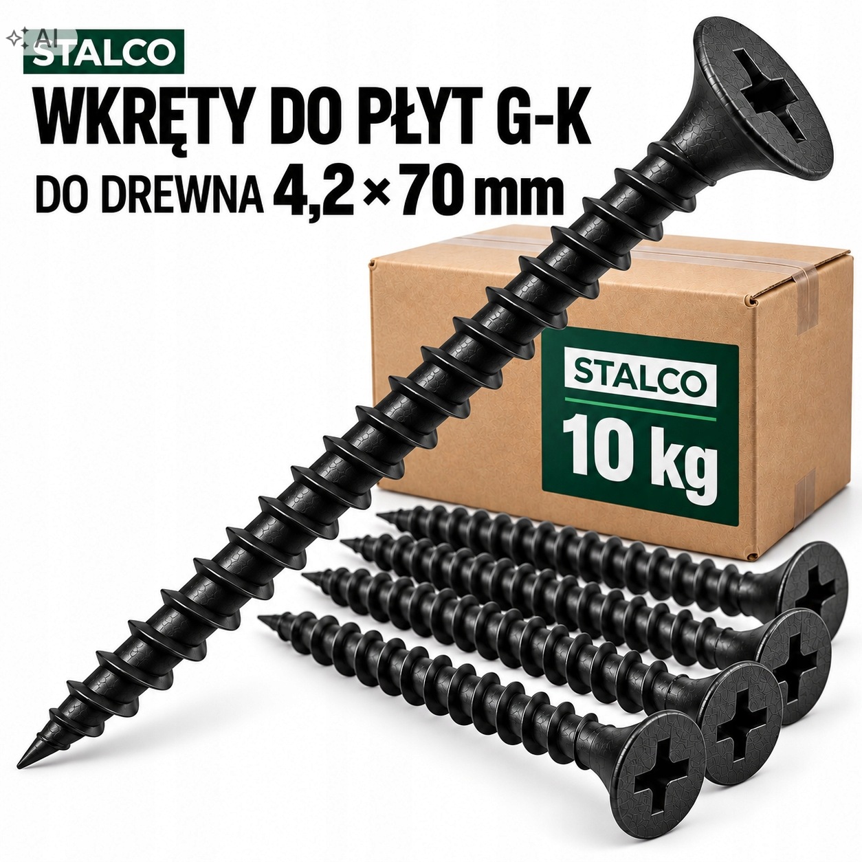 Šrouby do desek G-k a dřeva 4,2 × 70 mm fosfátované Stalco