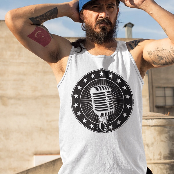 TANK TOP HORROR/ROCK 50S DOO WOP SOCK Dekolt okrągły