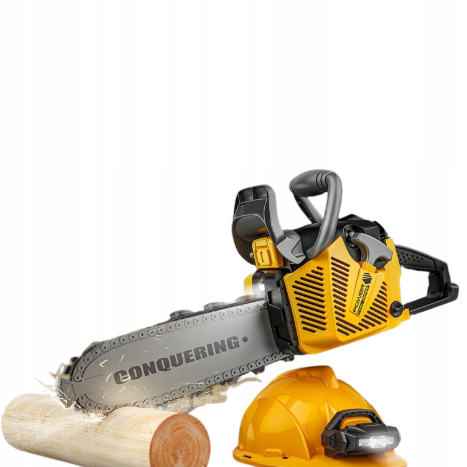 Duża Piła Łańcuchowa spalinowa dzieci ruchomy łańcuch Kask Latarka LED Efekty ruchowe świetlne