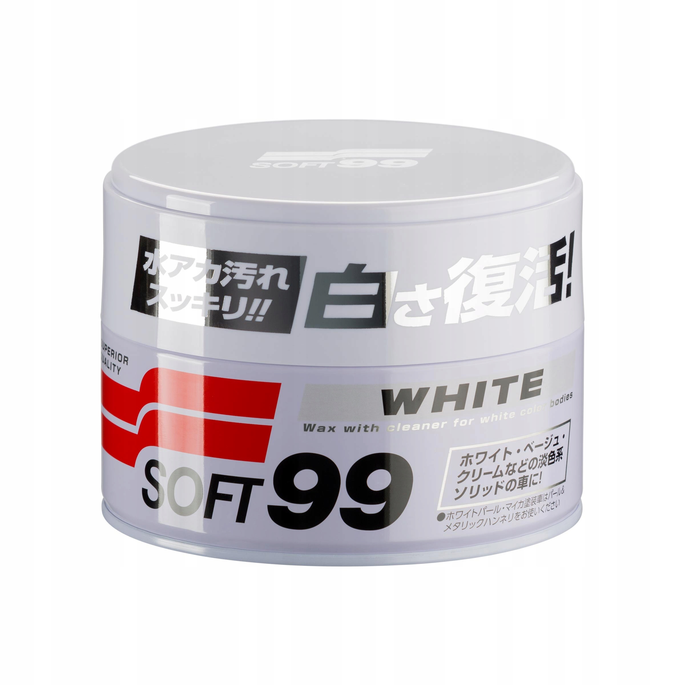 SOFT99 White Wax 350g Wosk do jasnych lakierów Zestaw