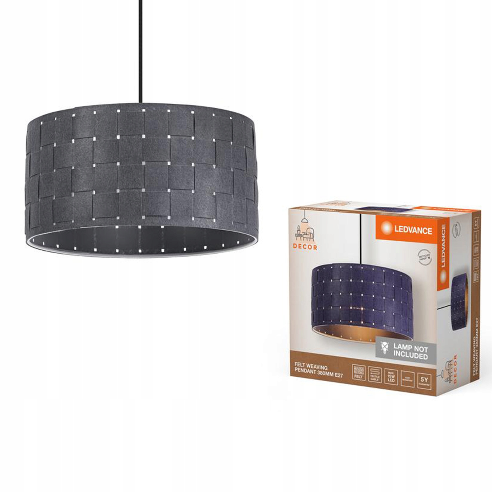 Závěsné Stropní Svítidlo Dekorativní E27 Převis Šedá Decor Ledvance