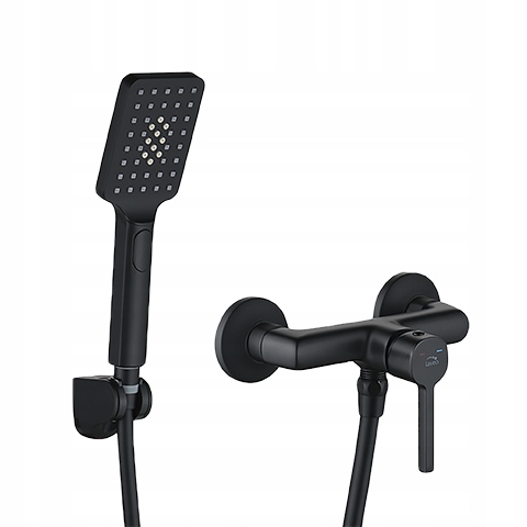 Sprchová Batéria S Sprchovým Setom Čierna Nástenná Laveo Alita