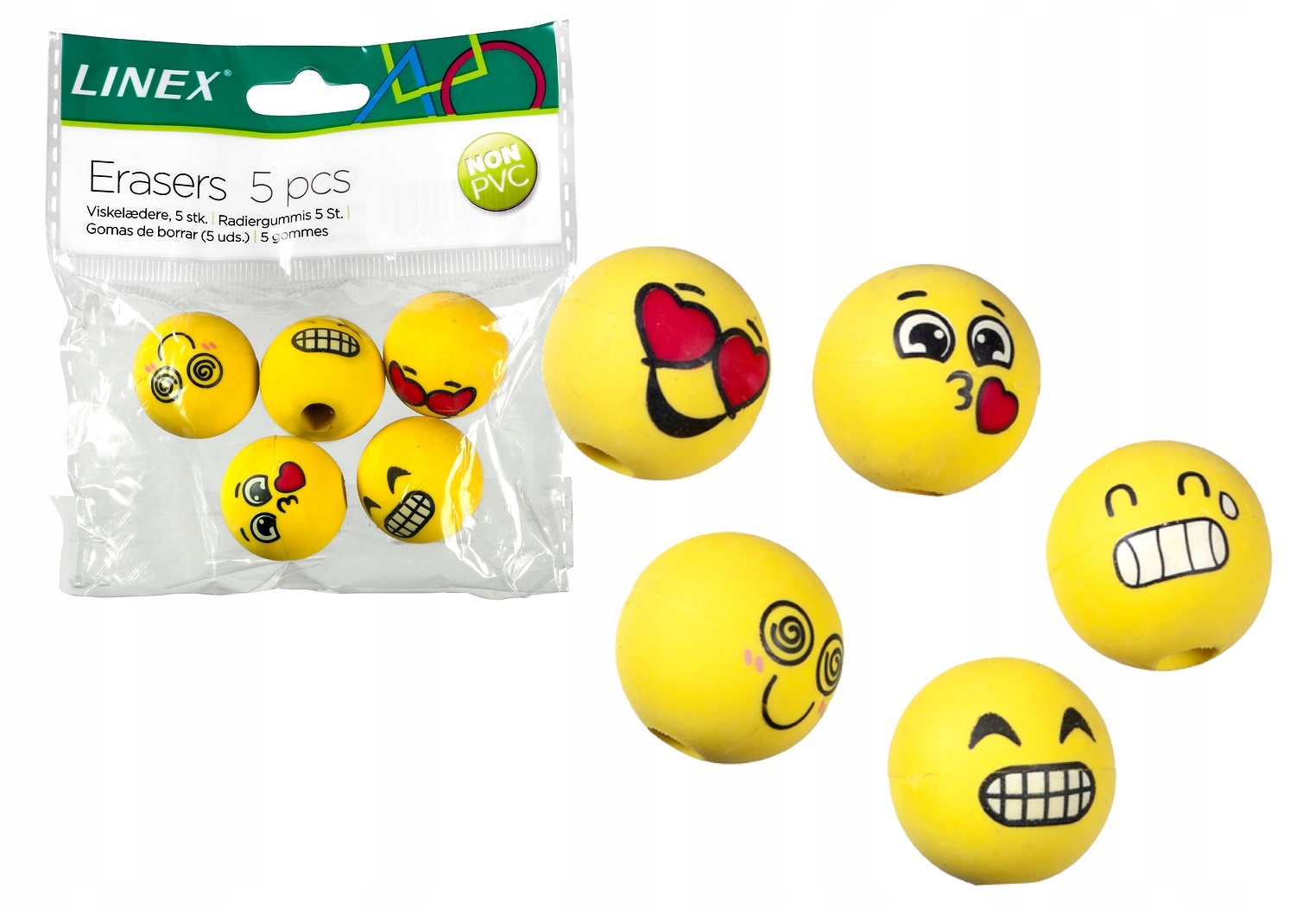 ZESTAW GUMEK DO ŚCIERANIA NA OŁÓWEK EMOTKI EMOJI