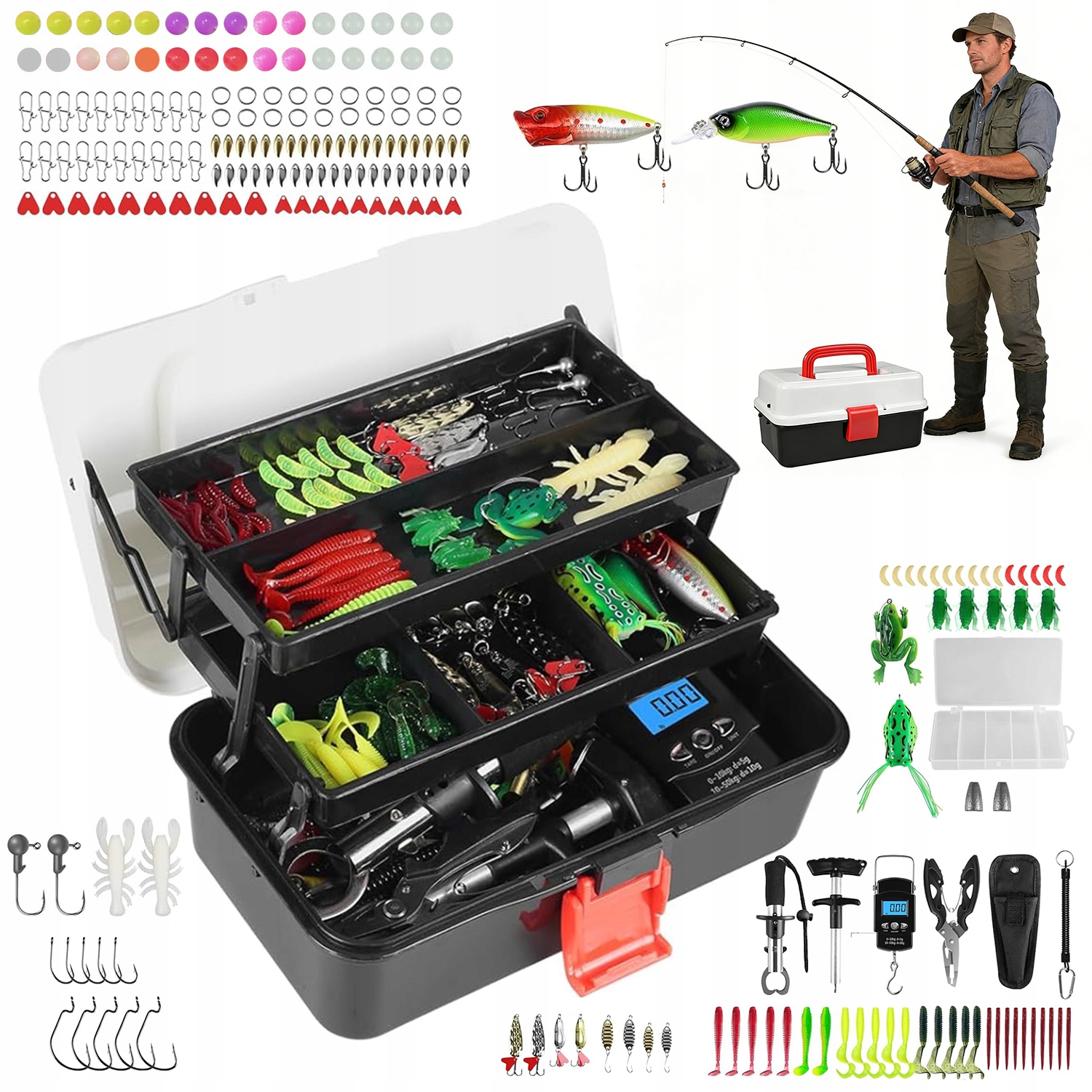 Wielofunkcyjny Skrzynka Wędkarska Pudełko 213 Szt Składana Duża Pojemność