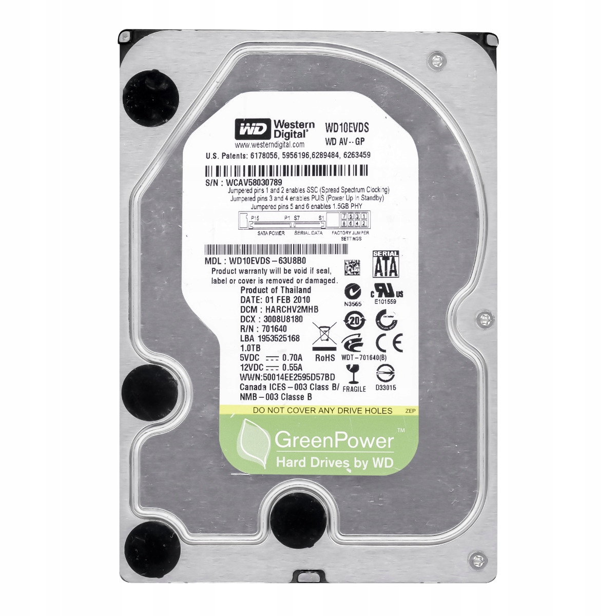 Wd Av-gp 1TB 5400 ot./min 32MB Sata II 3.5" WD10EVDS