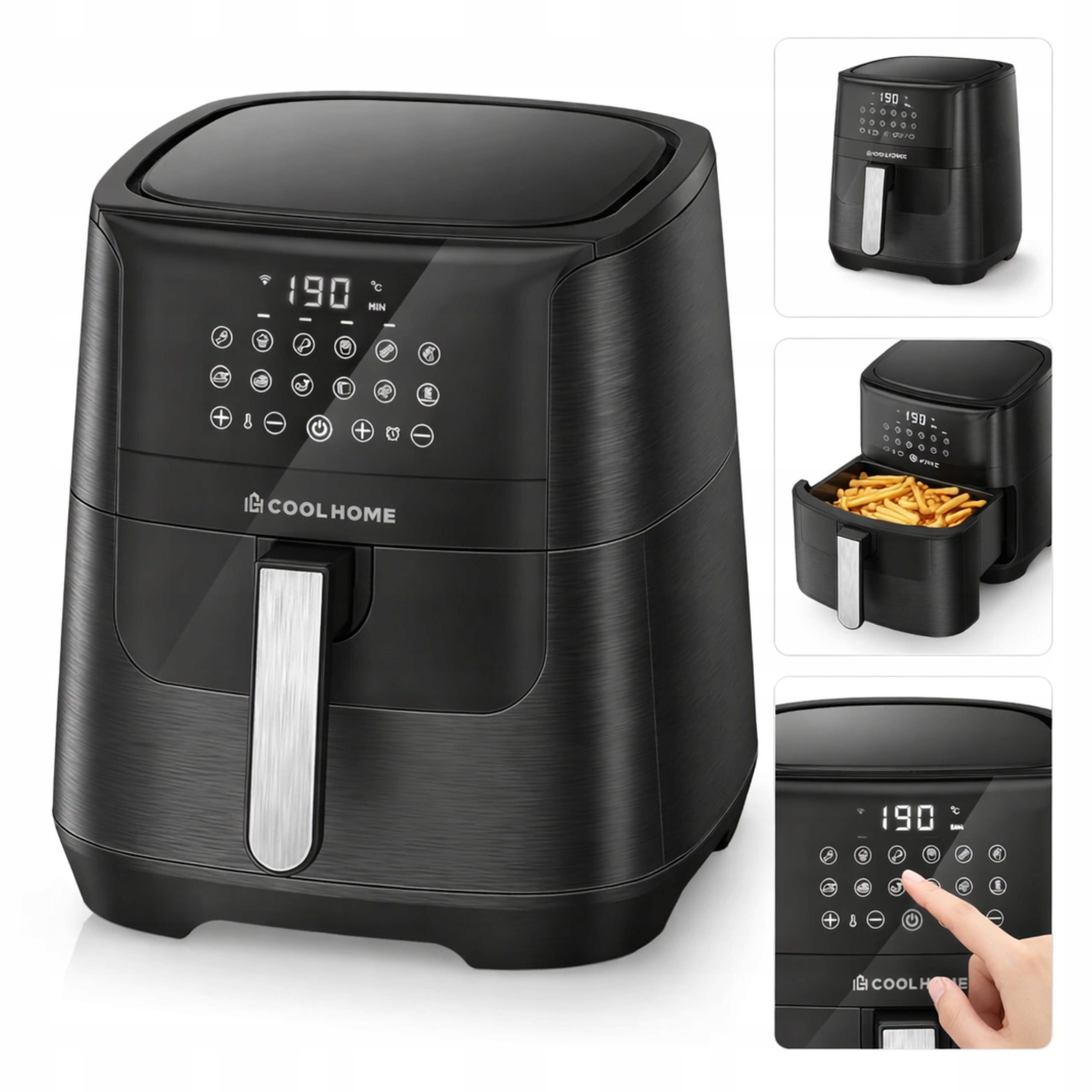 Beztuková fritéza Airfryer XXL 6,5 l 1800 W keramická černá 12 kg