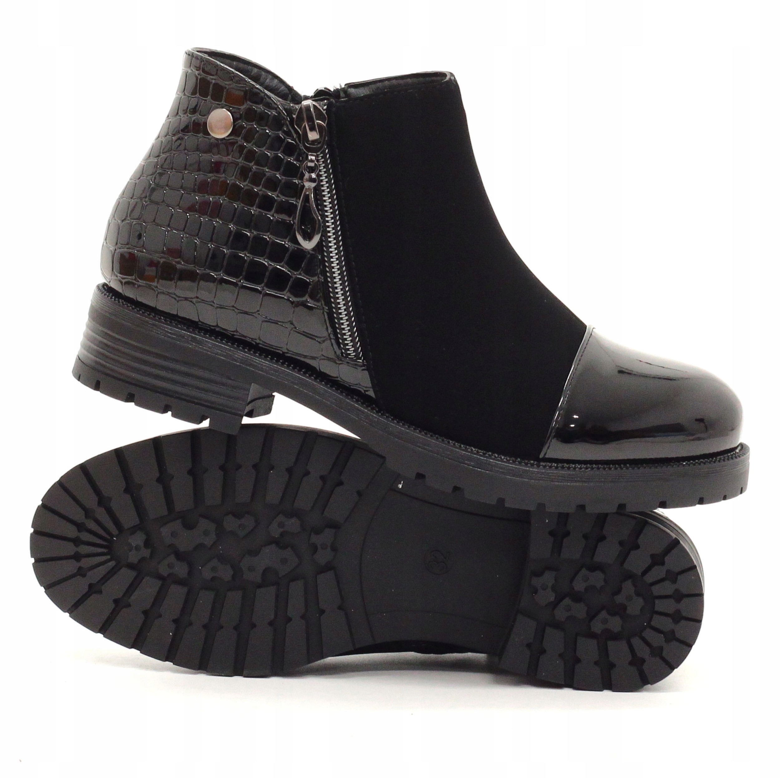 BOTKI DZIECIĘCE CZARNE NA SUWAK TRAPERY Rozmiar (new) 36