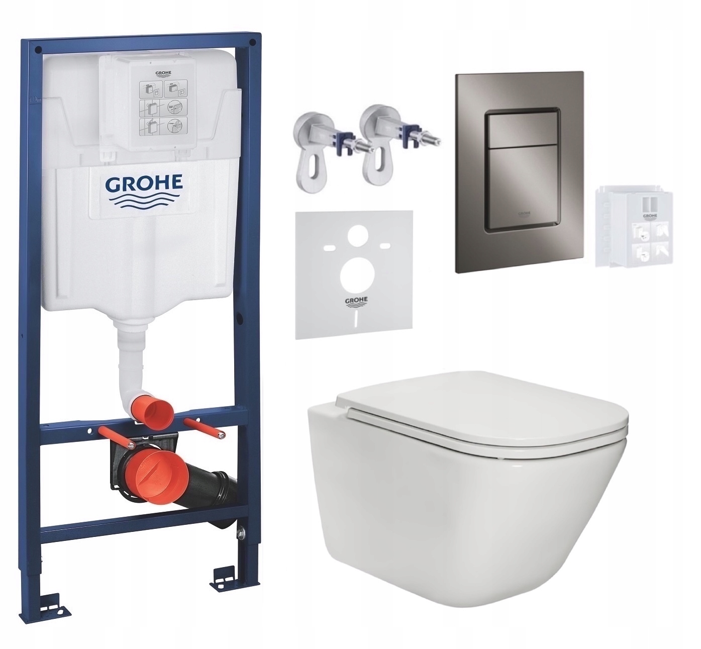 7v1 Wc Set, Stelaz Grohe, Wc Mísa Rim Roca Gap, Tlačítko Grafit