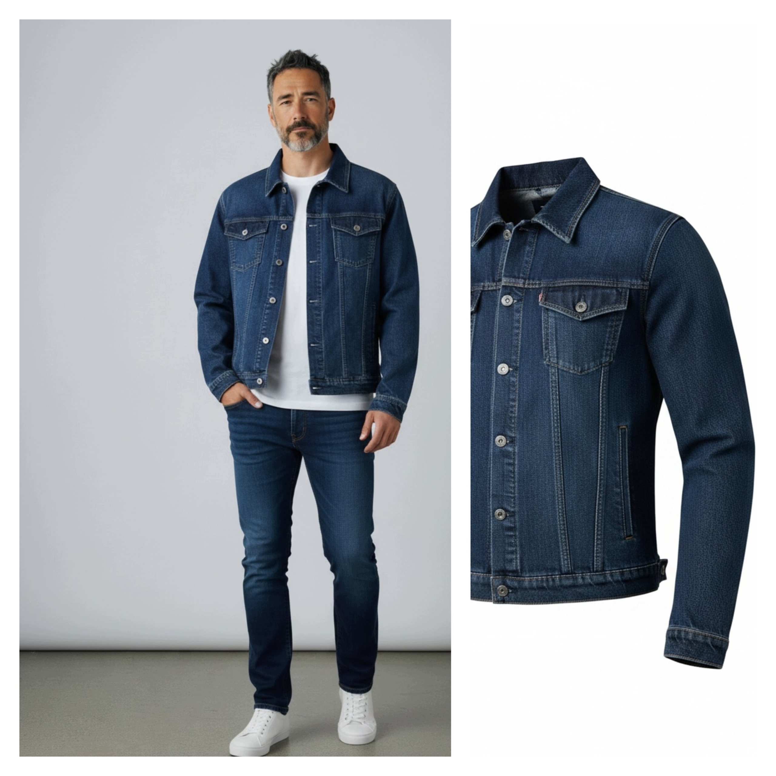 Pánská klasická džínová bunda Authentic modrá velikost 6XL