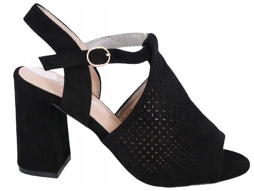 

Botki Peep Toe Ażurowe Sandały Czarne D7VE633 37