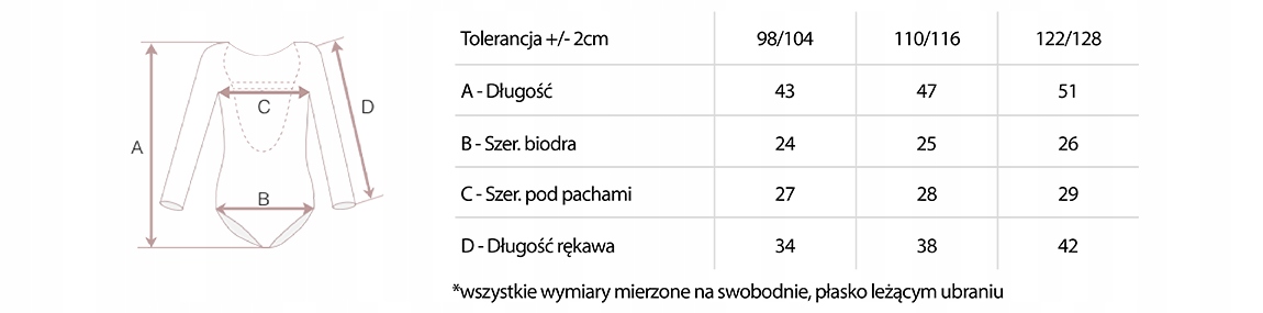 BODY DO BALETU STRÓJ NA TANIEC ARABESQUE 122/128 Bohater brak