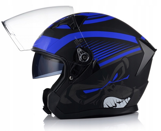 Otwarty Kask Motocyklowy Niebieski Skuter Motocykl Blenda Homologacja Xs