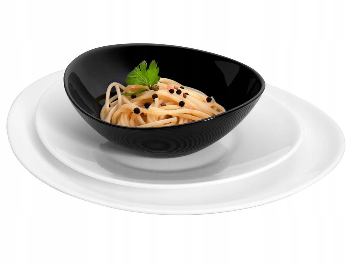TALERZE OBIADOWE ORION 6/18 biało czarny