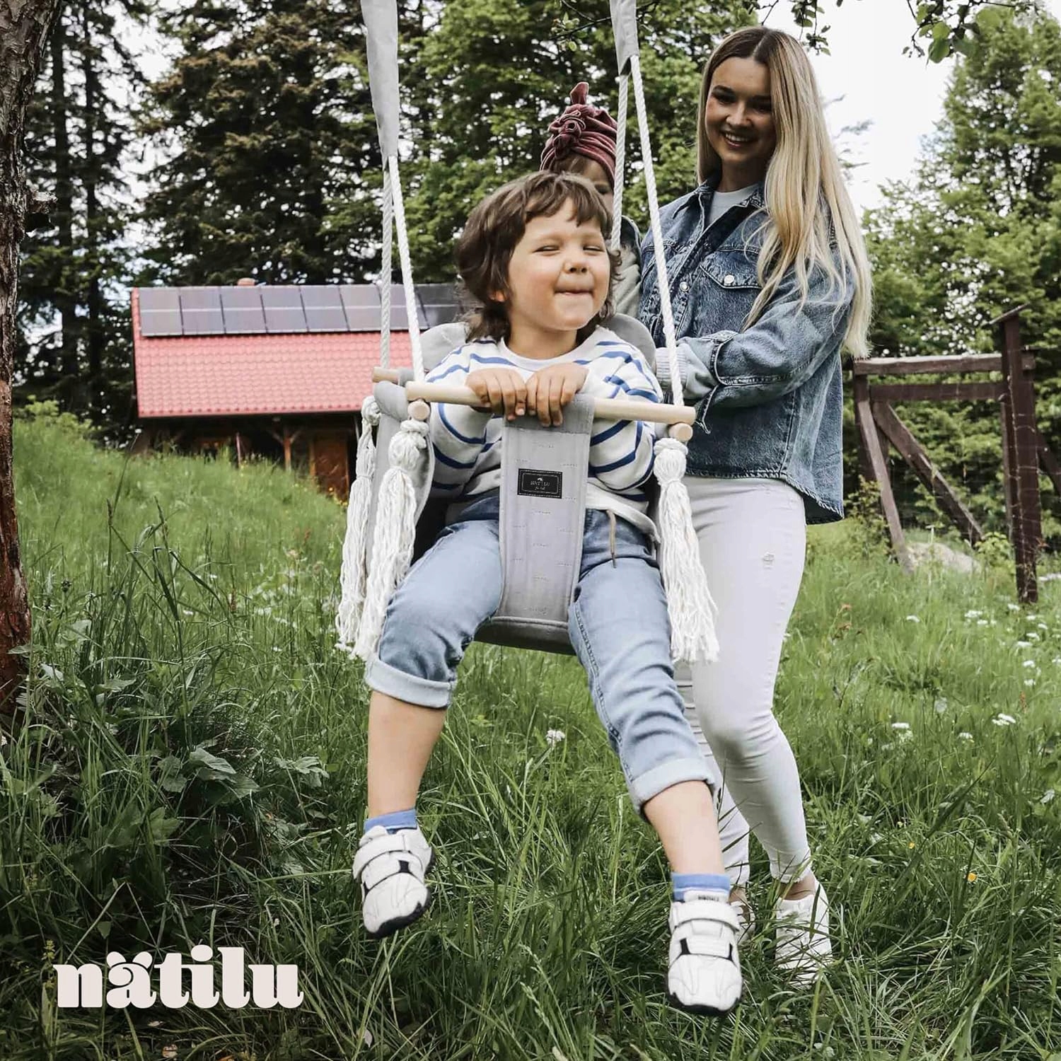 HUŚTAWKA DLA DZIECI Z PASEM BEZPIECZEŃSTWA I HAKAMI HUŚTWAKA NA DRZWI OGRÓD Maks. obciążenie 25 kg