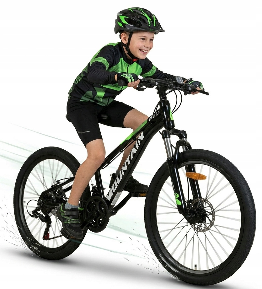 Rower Górski Mtb 24 Cali Na Komunię Amortyzacja Hamulce Tarczowe 130-145cm